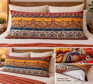 Title: Boho Paisley Body Pillowcase Colorful Moroccan Bohemian Decor